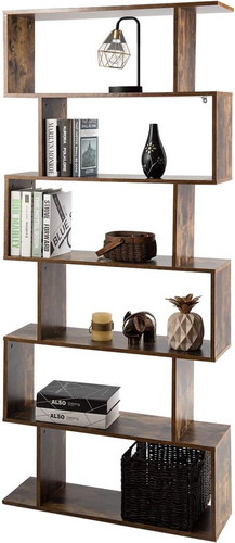 Shaped wooden bookcase - s-shaped,